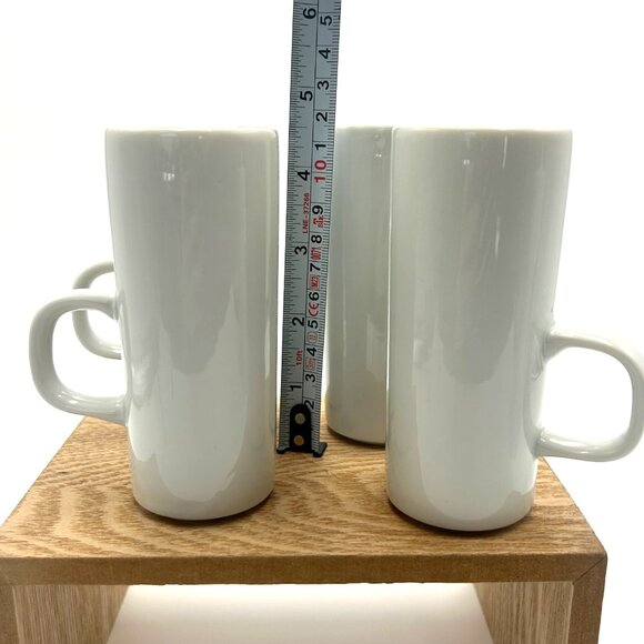Handmade White Porcelain Espresso Coffee Mugs With D Handles Set of 4 Minimalist - Picture 11 of 12